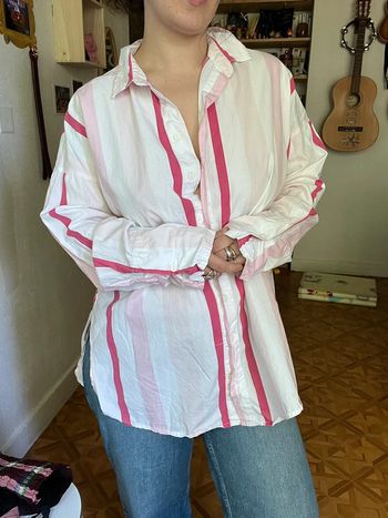 Chemise oversized rayée rose et blanche Lefties 36