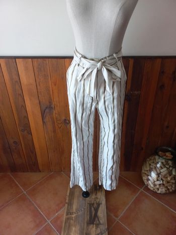 Pantalon rayé blanc/brillant