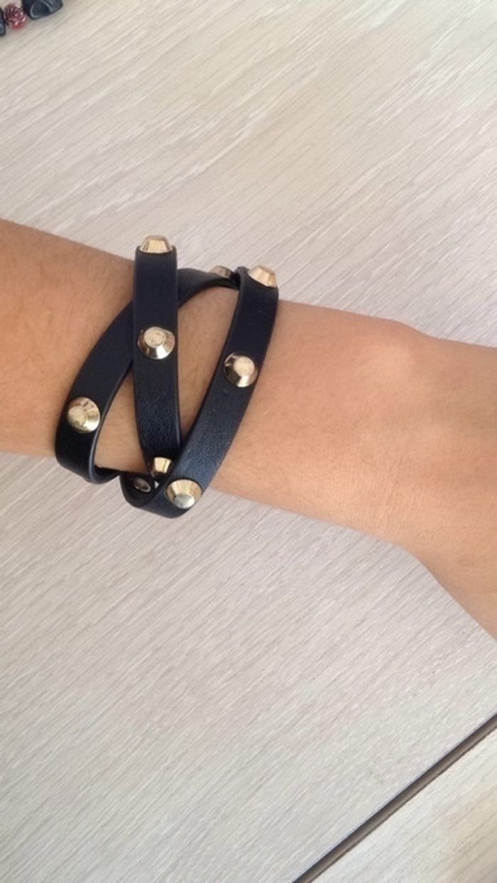 Bracelet effet cuir à piques - photo numéro 2