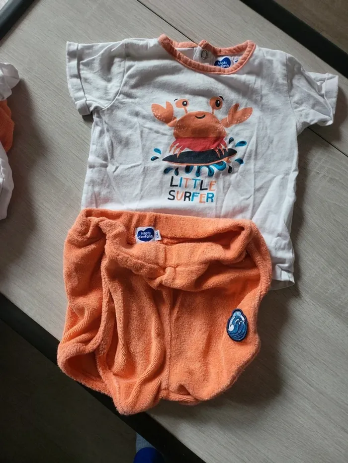 2 Ensembles  t-shirt et short 12 mois - photo numéro 2