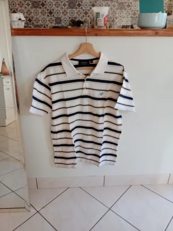 Polo homme M blanc beige noir c83