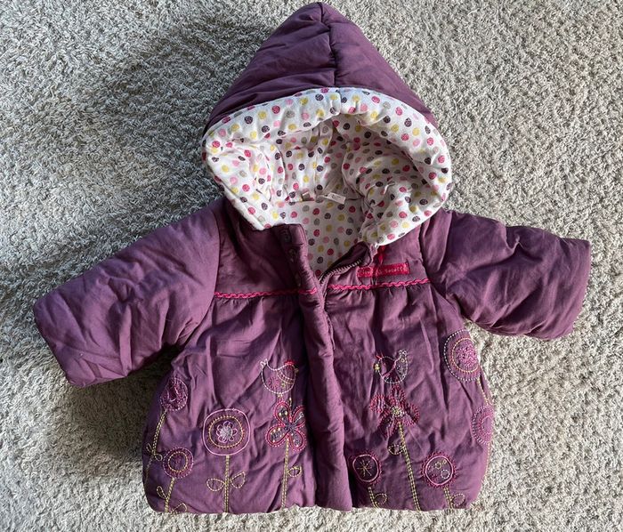 Manteau à capuche violet taille 1 mois Orchestra