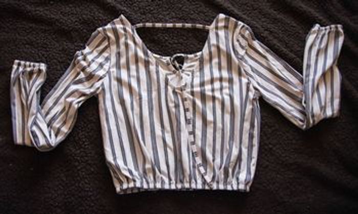 Crop top manche longue rayé