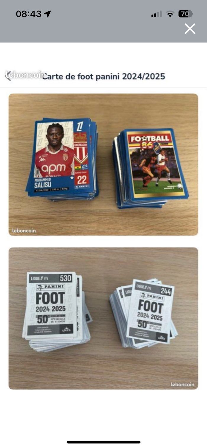 Stickers de foot panini 2024/2025
