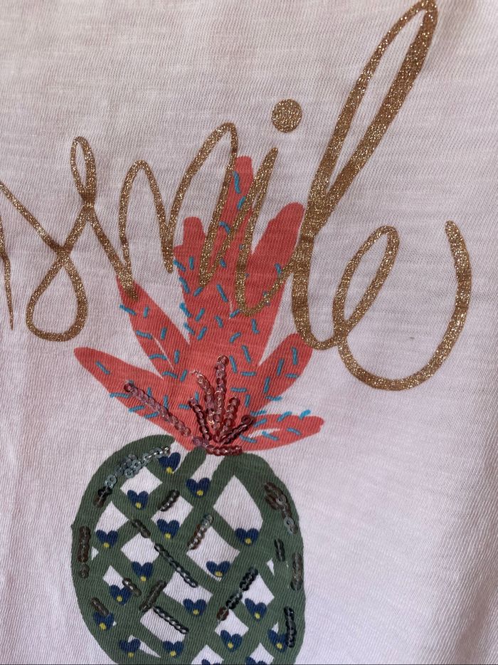 Très joli t-shirt rose ananas sequins 8 ans Okaidi - photo numéro 4