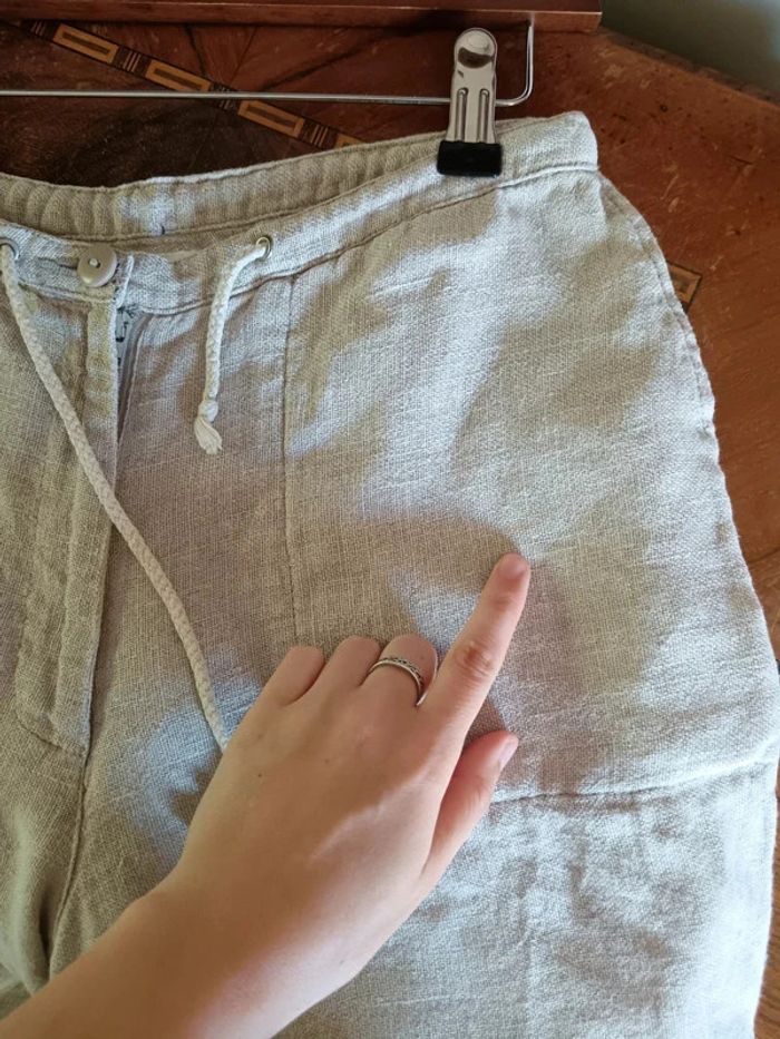 Short beige large en lin - photo numéro 10