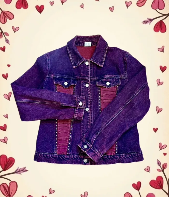 🖤🥀Veste en jean vintage 2000 bordeaux Y2K collector indie sleaze rock burgundy denim jacket🥀🖤