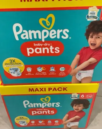 2 cartons des couches Pampers taille 6 pants