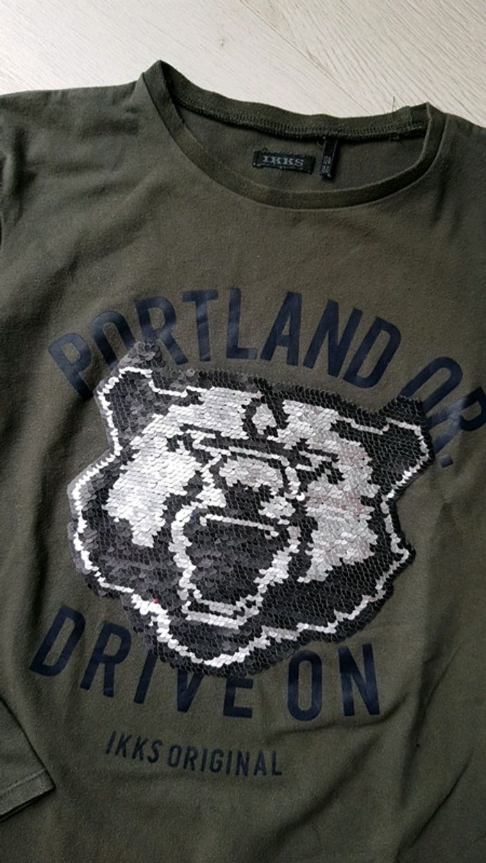 Tee shirt manches longues à sequins ikks garçon 12ans - photo numéro 5