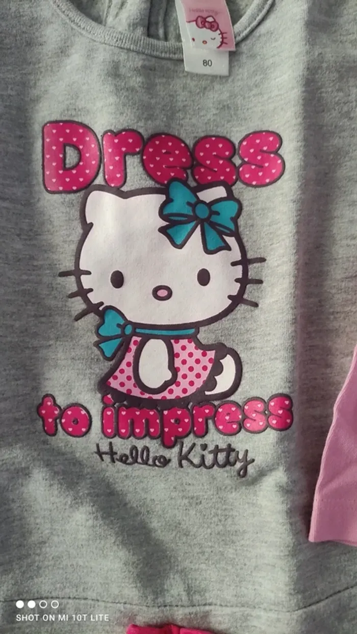 Ensemble robe et legging gris et rose hello Kitty - photo numéro 2