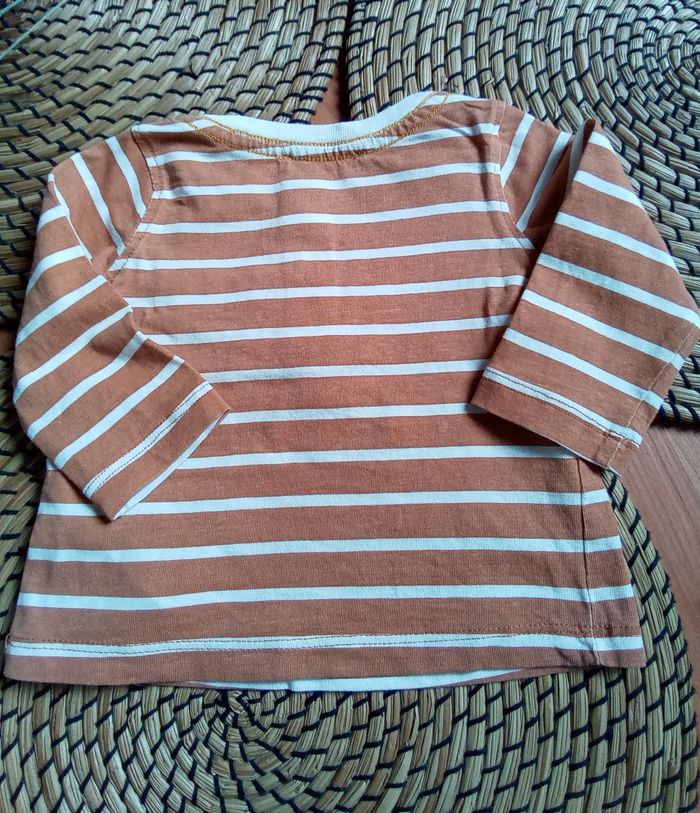 Ensemble pantalon velours moutarde+ tee shirt assorti DPAM taille 3 mois - photo numéro 9