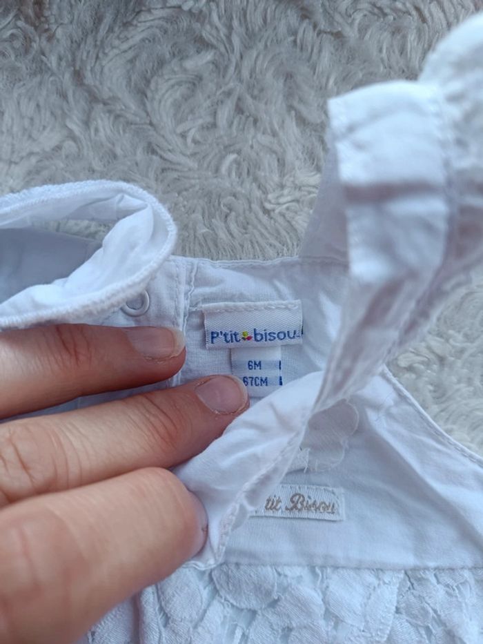 Robe bretelles Fille 6 mois style broderie idéal cérémonie mariage fête baptême P'tit bisou - photo numéro 5