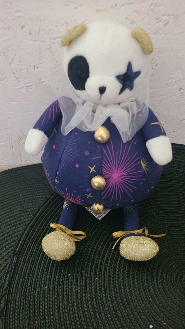 doudou clown ours pantin étoiles paillette - photo numéro 4