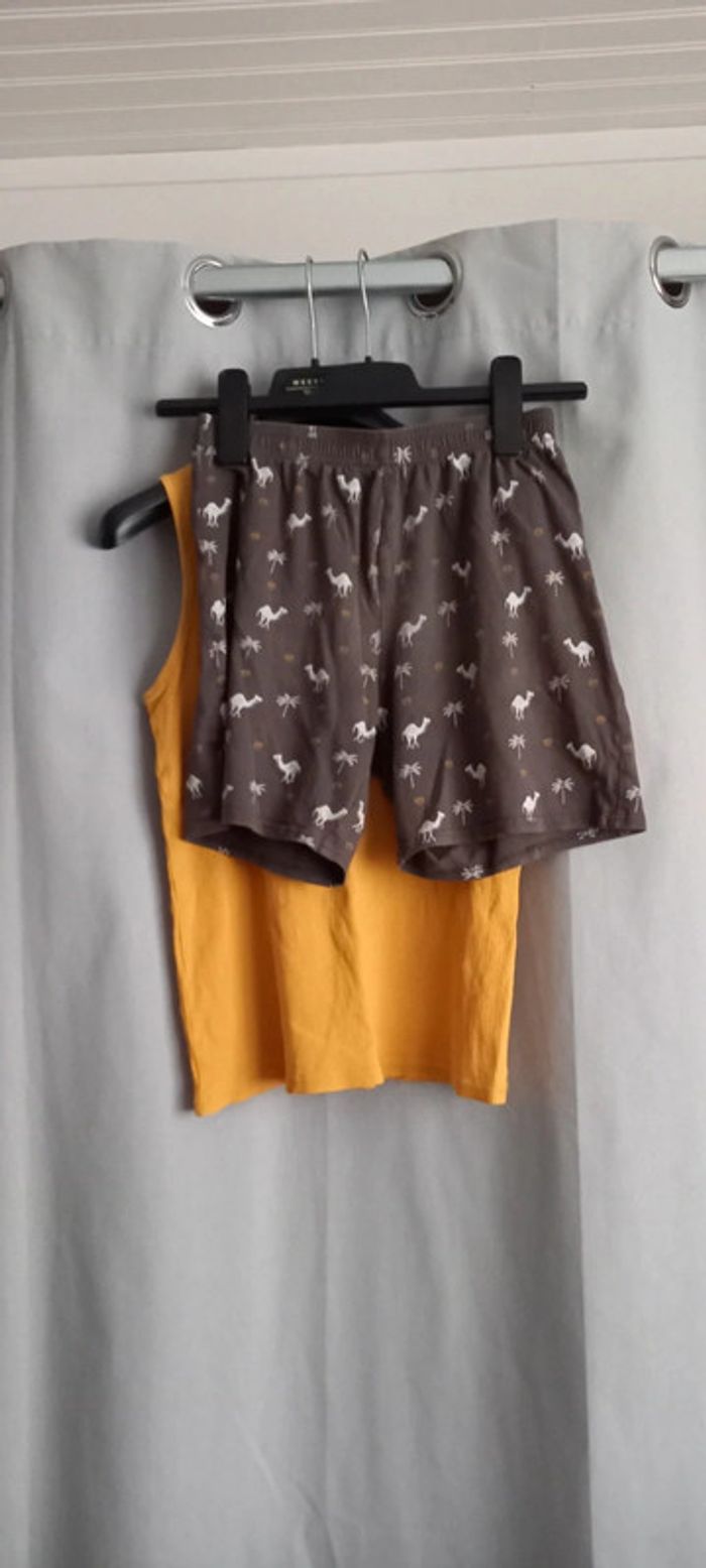 Ensemble pyjama été kiabi 12 ans jaune et gris - photo numéro 3