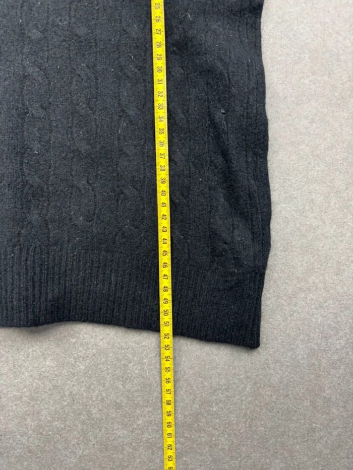 Pull d’hiver torsadé en maille Ralph Lauren en laine et cachemire noir col V taille XS - photo numéro 11