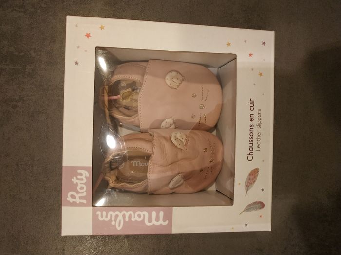 Chaussons souris rose cuir moulin roty - photo numéro 3