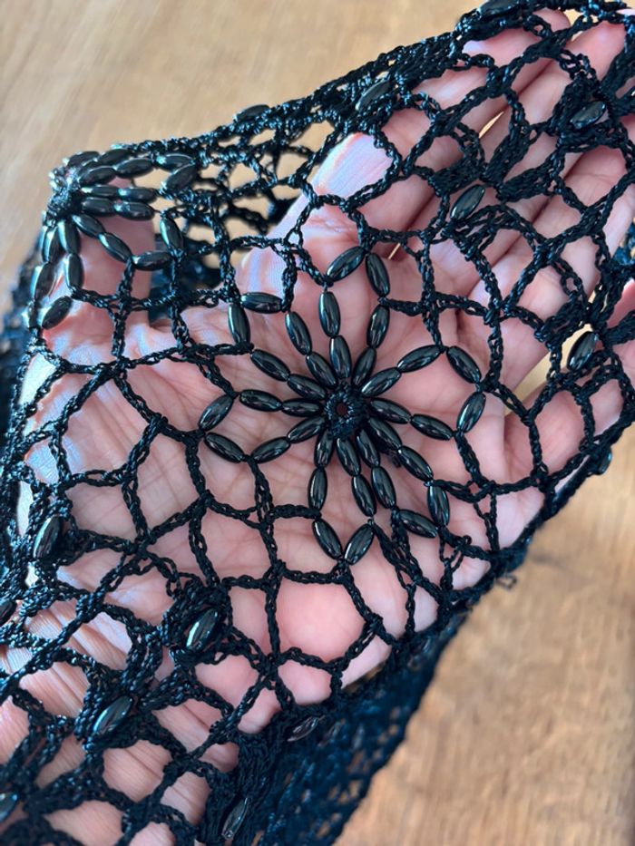 Ensemble jupe courte en jean et haut style crochet noir - photo numéro 5