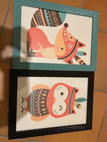 Cadre hiboux et renard