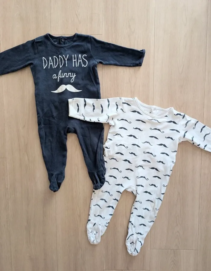 Lot de 2 pyjamas moustaches