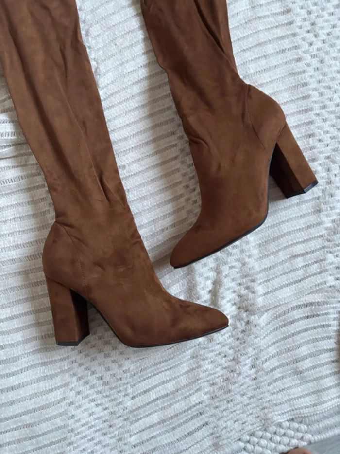 Cuissardes femme en daim marron bouts pointus taille 38 - photo numéro 3