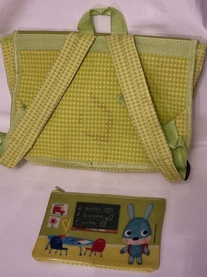 Sac à dos cartable maternelles garçon ou fille petit lapin à l'école  et sa - photo numéro 7