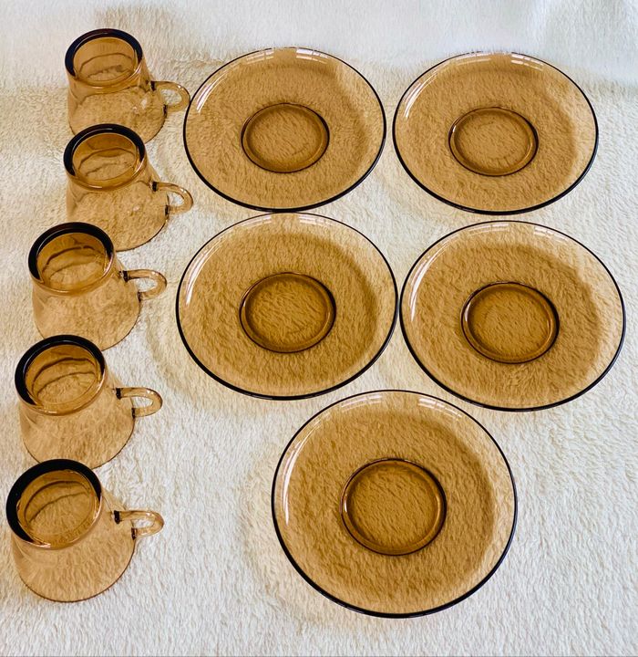 Ensemble 5 tasses à café + 5 soucoupes - photo numéro 2