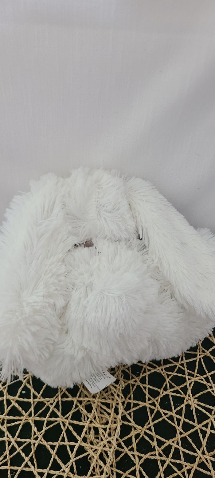 Peluche lapin ENESCO blanc écharpe marron - photo numéro 3