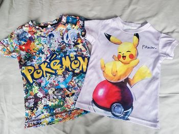 🌴 Lot fille 2 t-shirt pokemon pikachu pokedex 3 ans