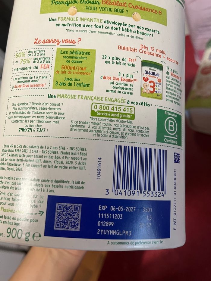 4  boîtes de lait Bledilait 3 eme âge 06-05-2027 - photo numéro 2