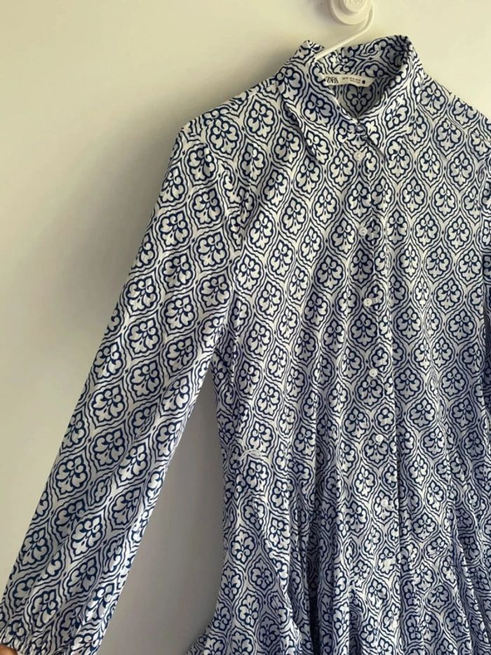 Robe blanche à motif bleu Zara - photo numéro 3