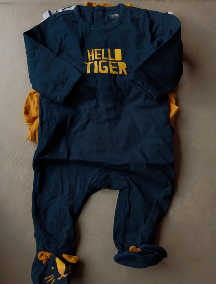 Lot 3 pyjamas jungle tigre Orchestra avec pieds - photo numéro 2