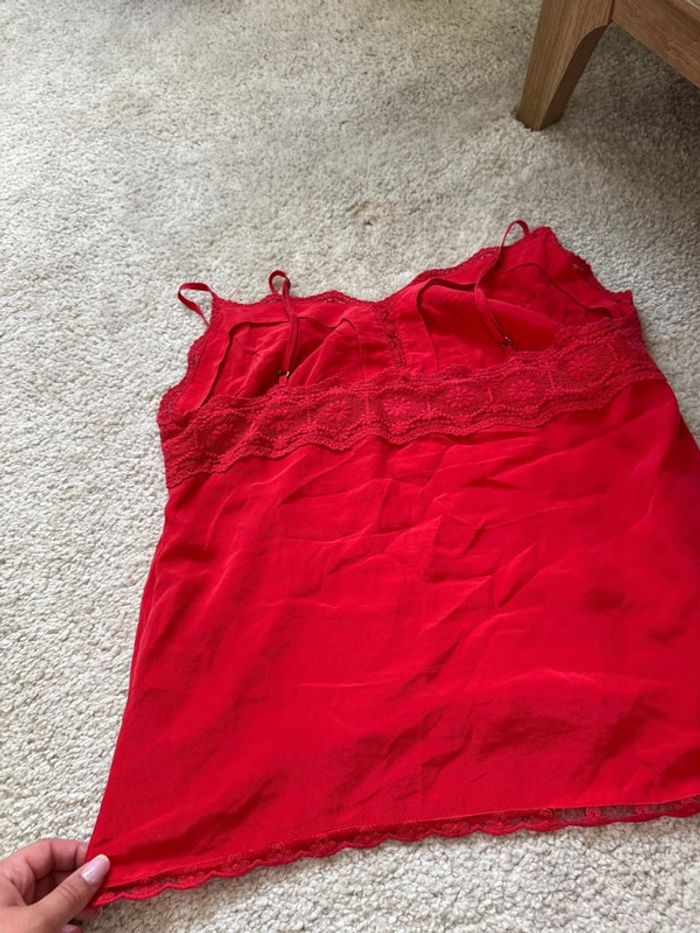 Débardeur rouge dentelle soie taille M - photo numéro 5