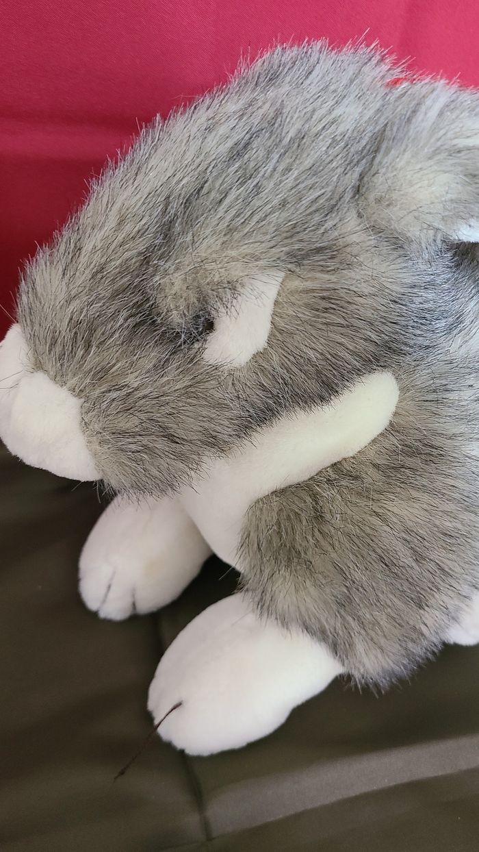 peluche lapin gris blanc eluz - photo numéro 4