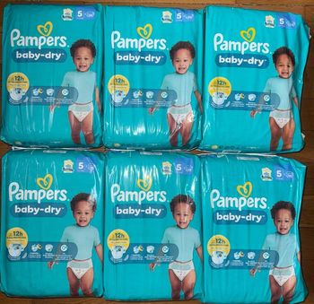 Lot de 6 paquets de couches Pampers taille 5