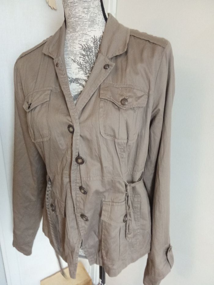 Veste blazer femme  légère DDP mi saison taille 38, beige - photo numéro 3