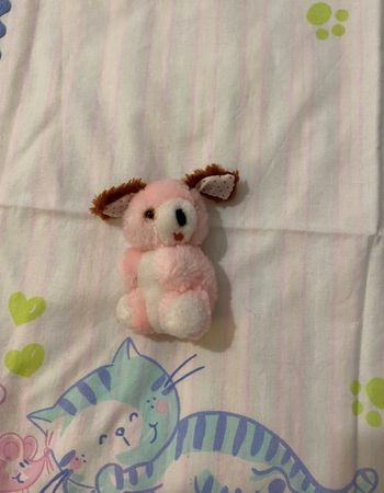 Petite peluche ours rose et blanc