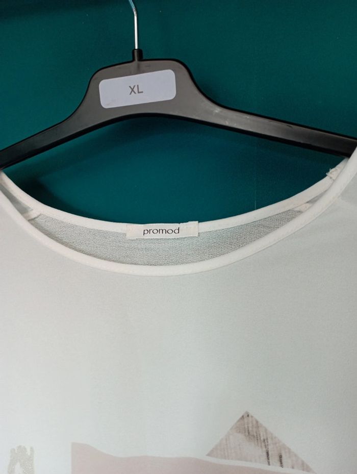 Tee shirt bi matière avec imprimé devant - photo numéro 3