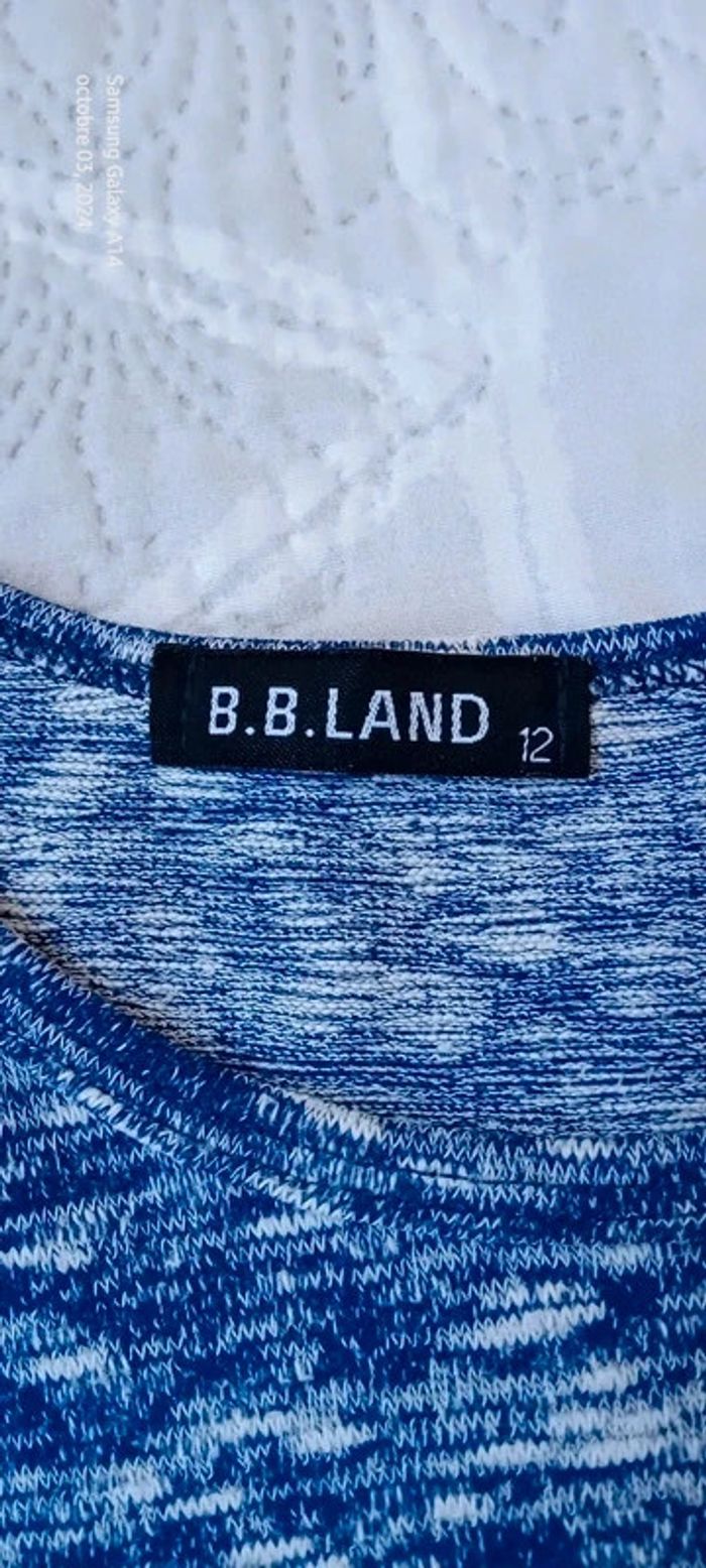 Pull fin motif cœur et noeud en sequins bleu fille 12 ans BB.Land - photo numéro 9