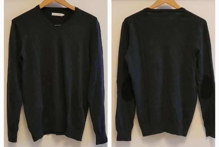 Célio Les Essentiels Pull TailleL - Gris- Col V & ML avec Coudière- Elt Essentiel Vestiaire Homme - photo numéro 5