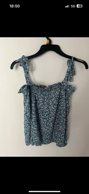 Top fleuri GEMO - Taille 38 - Bleu