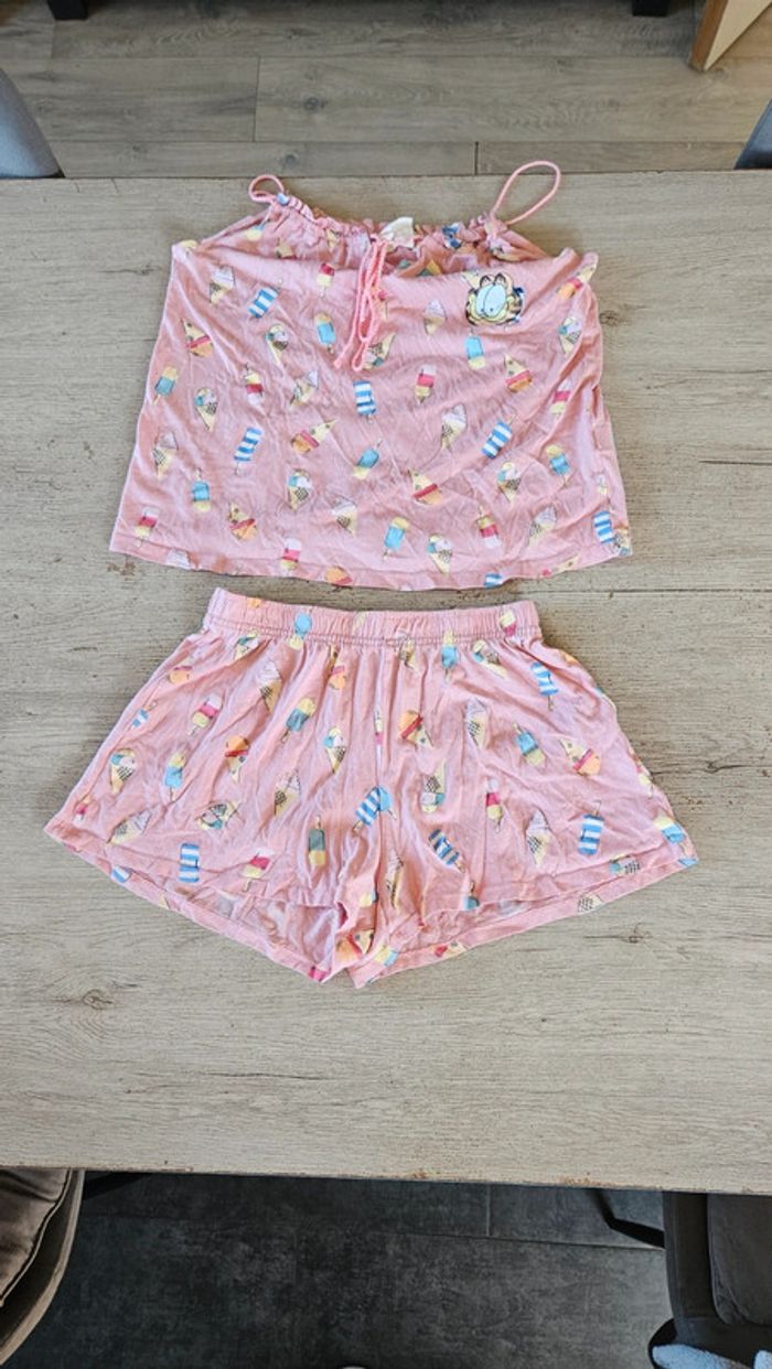 Pyjama 2 pièces rose trés clair Garfield, Women'secret, taille XS,peu mis - photo numéro 2