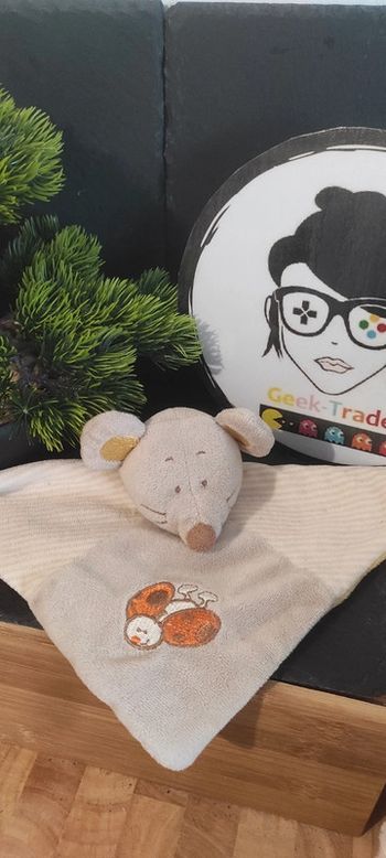 doudou souris bengy coccinelle beige rayé rayure orange jaune