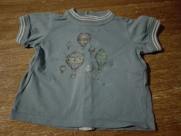Pull sweat manches courtes bébé garçon 9 mois sergent major bleu montgolfière