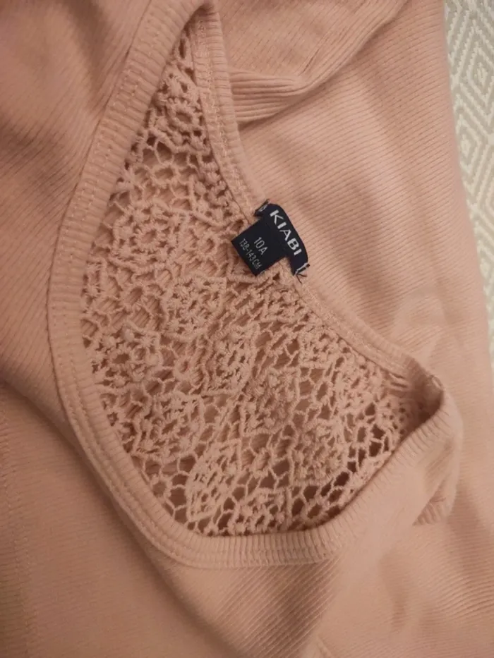 Débardeur côtelé dos dentelle vieux rose 10 ans kiabi - photo numéro 4