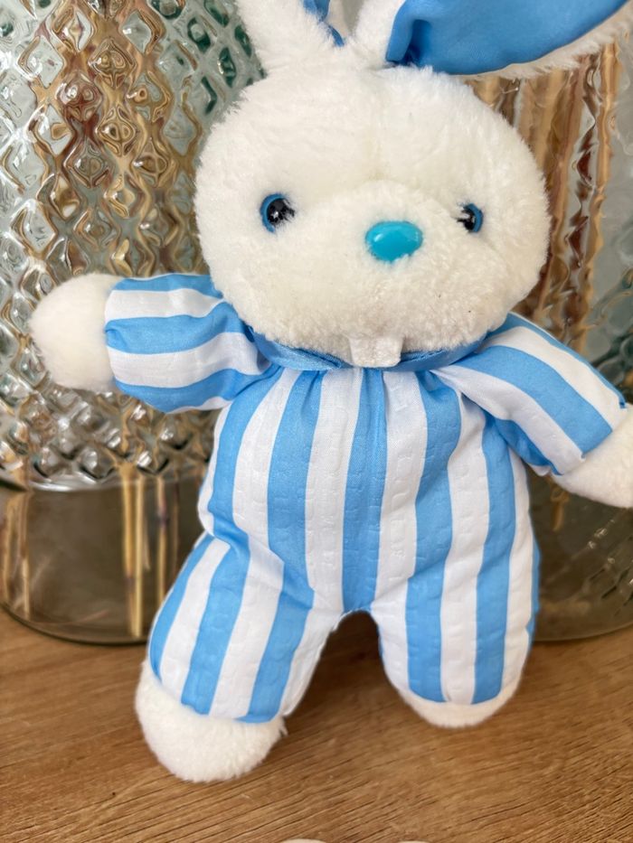 Peluche vintage lapin rayures Pampers - photo numéro 8