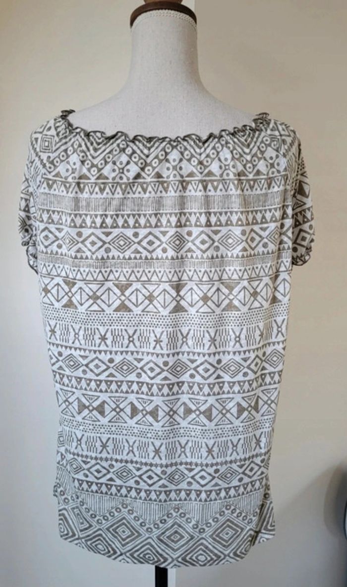 Blouse manches courtes à motifs aztèques écru et beige La Redoute Taille 42 - photo numéro 5