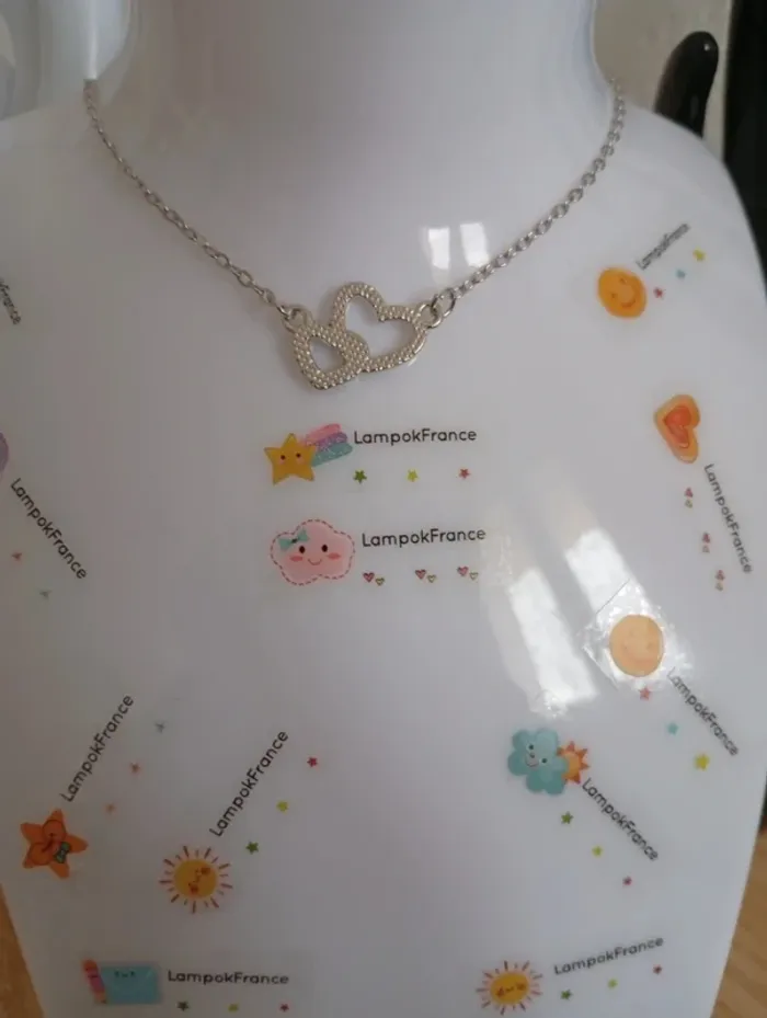 Collier original double coeur en acier inoxydable - photo numéro 3