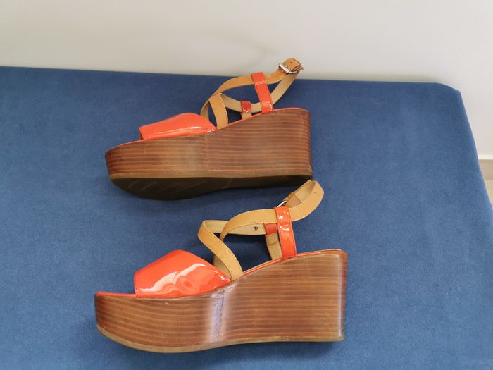 Sandale tout cuir corail et camel -37 - JB Martin - photo numéro 3