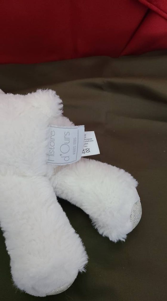 Doudou peluche HISTOIRE D'OURS Charms blanc paillettes argentées - photo numéro 4