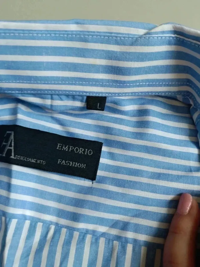 Chemise manches longues rayé bleu et blanc emporio fashion taille l - photo numéro 7